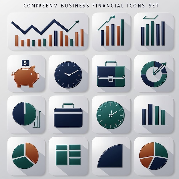 Photo business financial icons set