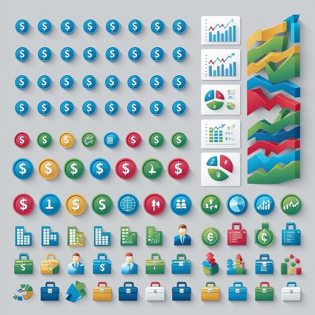 Photo business financial icons set