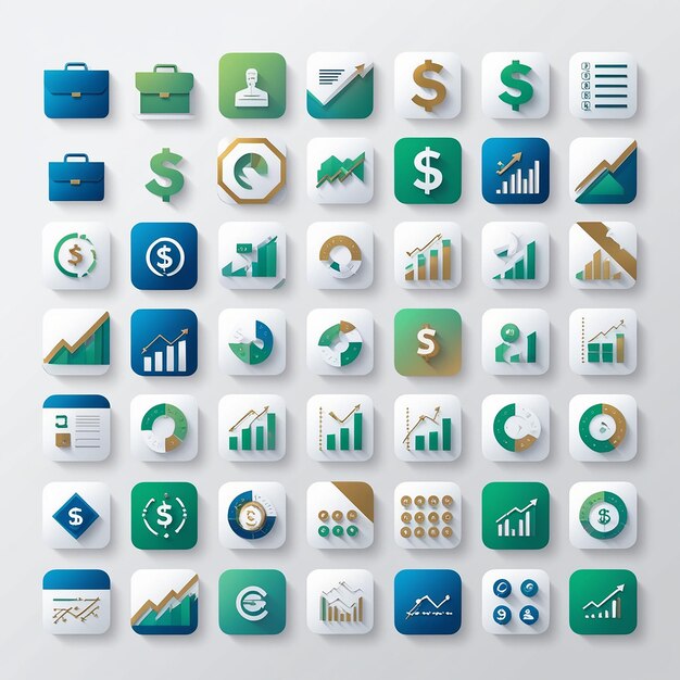 Business financial icons set