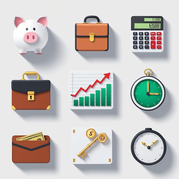 Photo business financial icons set