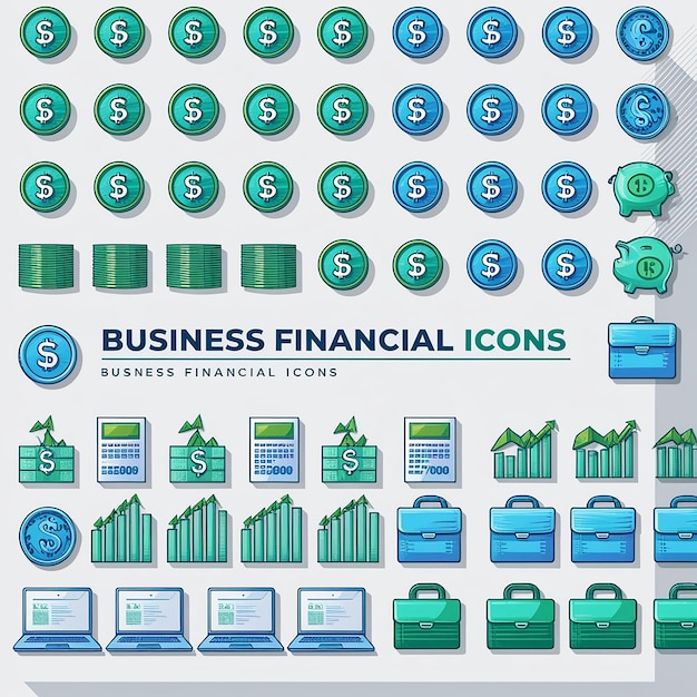 Photo business financial icons set