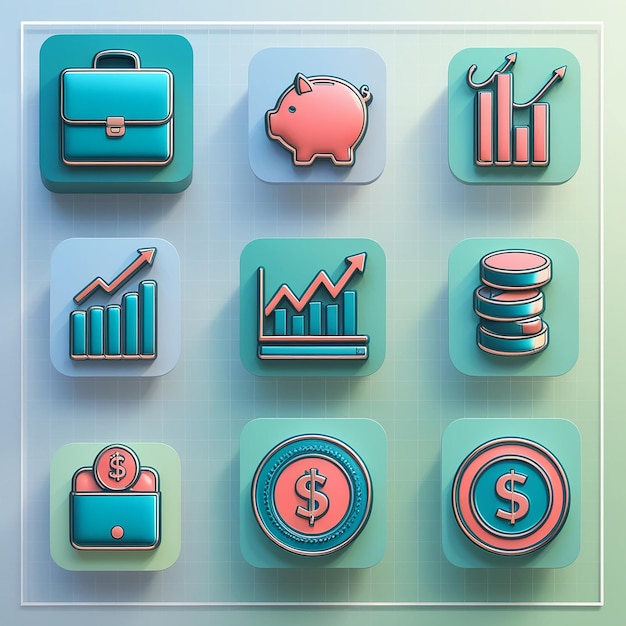 Business financial icons set