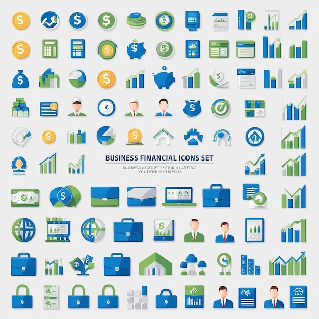 Photo business financial icons set