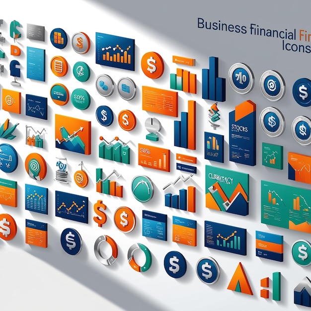 Photo business financial icons set