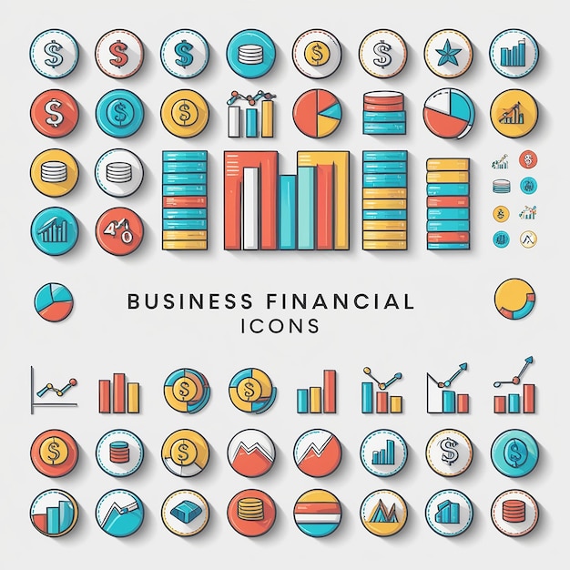 Photo business financial icons set