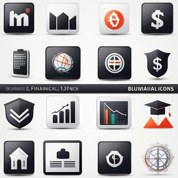 Photo business financial icons set