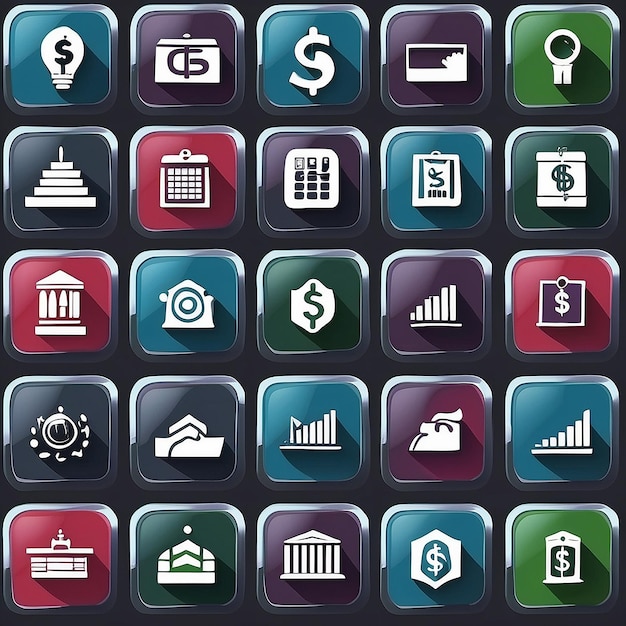 Photo business financial icons set