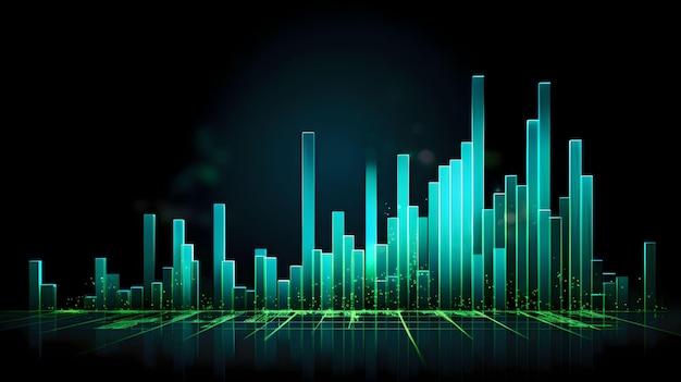 Business financial money growing chart on dark background for cover Generative AI