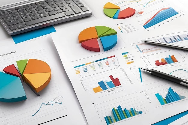 Business graph chart paper illustraion business pressentation pie chair diagram report info