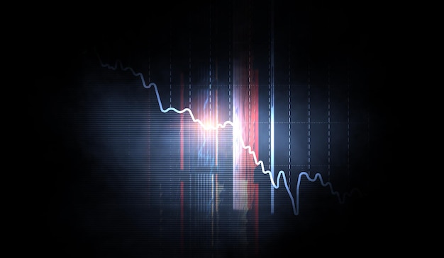 Business graph and trade monitor. Mixed media