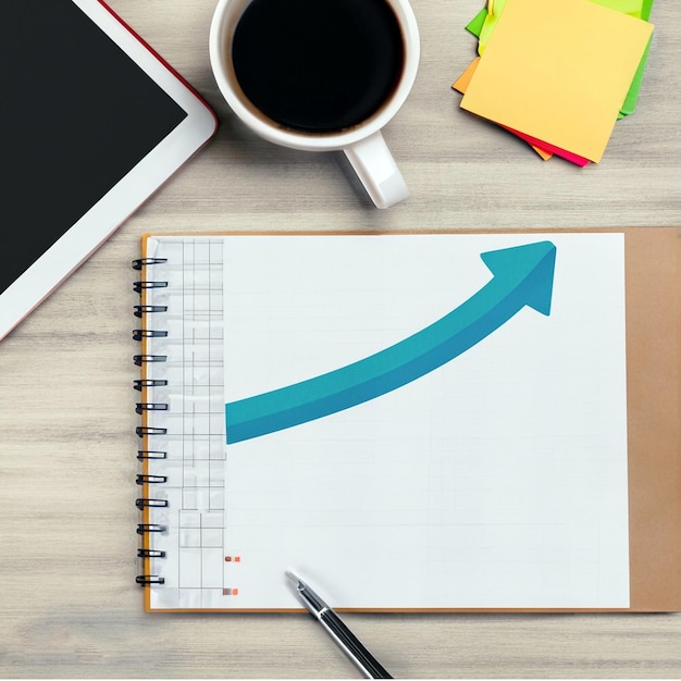 Business Graph with biz instruments on the desk