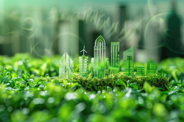 Business Green Concept Showcasing Renewable Energy and EcoFriendly Cityscape