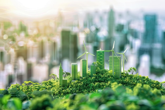 Business Green Concept Showcasing Renewable Energy and EcoFriendly Cityscape