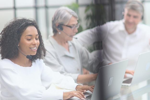 Business group working in customer and help desk office