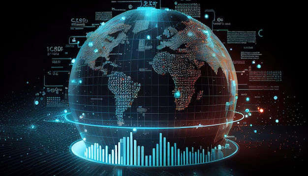 Business growth chart Economic global map of the world