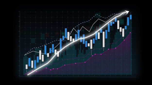 Business growth concept in allusive graph chart showing marketing sales profit