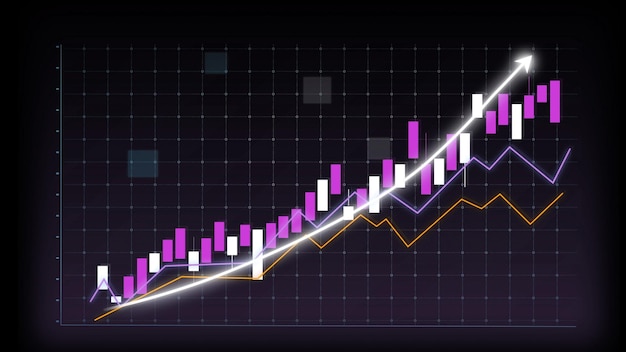 Business growth concept in allusive graph chart showing marketing sales profit