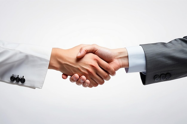 Business Hand shaking on a white background