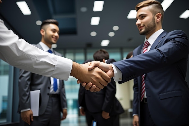 Business handshake and business people