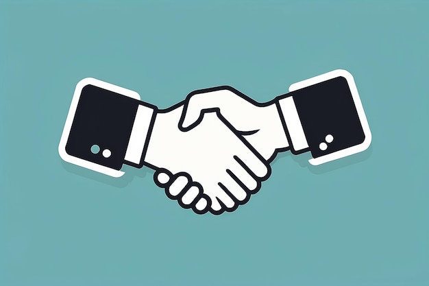 Business handshake contract agreement thin line art vector icon for apps and websites