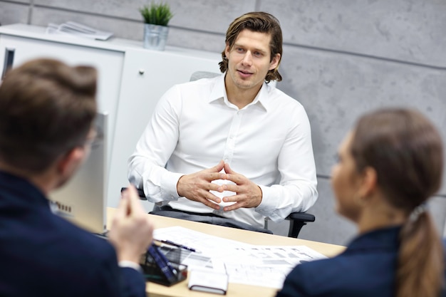 business interview in modern office