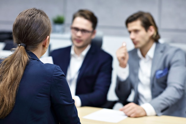 business interview in modern office