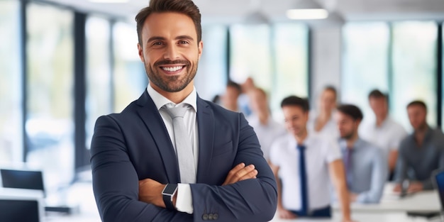 Business leader displays self assuredness with crossed arms