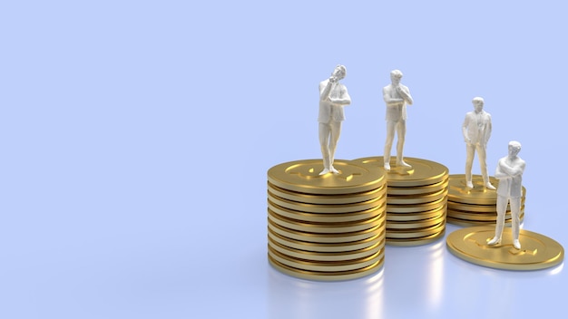 The Business man and coins for finance or money concept 3d rendering