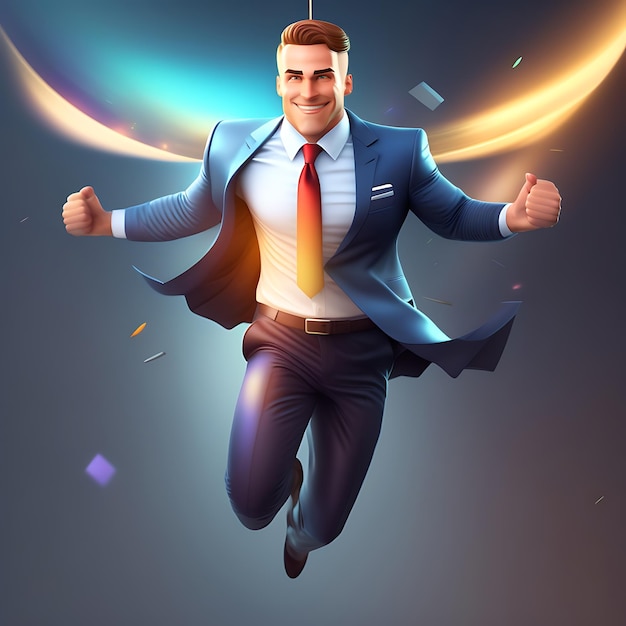 Business man flying 3d illustration