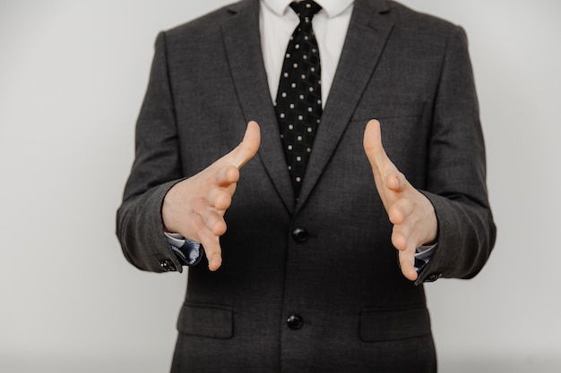 Business man giving thumbs the hands of a businessman