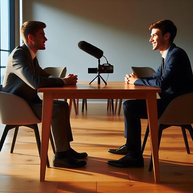 Photo business man interview with businessman in office