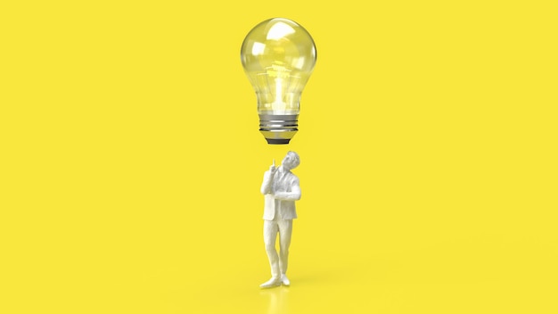 The Business man and light bulb for idea or Creative concept 3d rendering