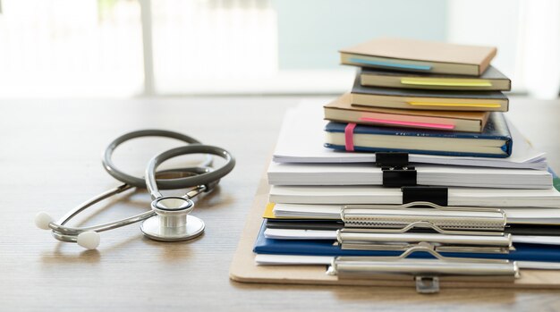 Business  man Office employee working contract with documents Stacks of Files paper and law