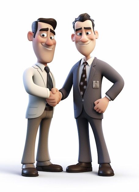 A business man shaking hands with his business partner 3d illustration character generative ai