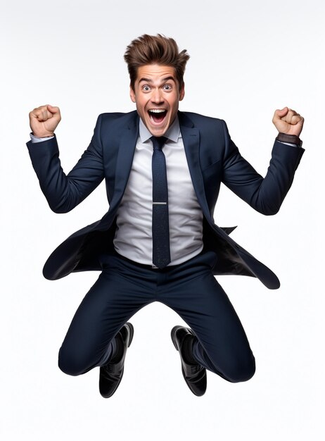 Business man in a suit white transparent background