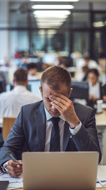 Photo business man tired from workload management of time schedule project priority and employee burnout