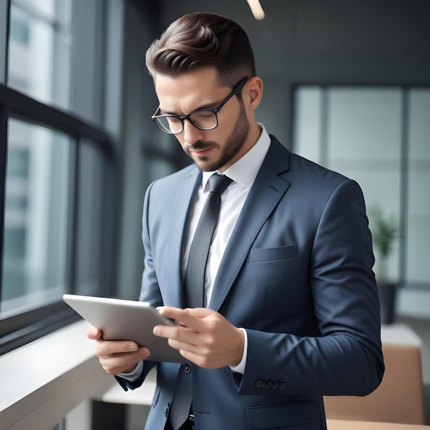 business man using tablet