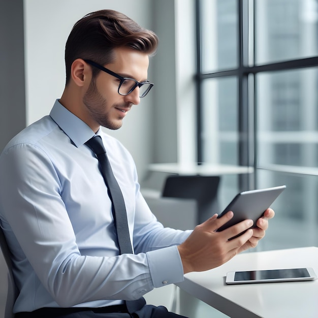 business man using tablet