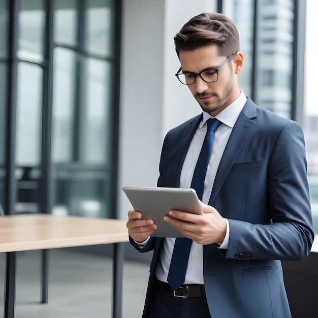 business man using tablet