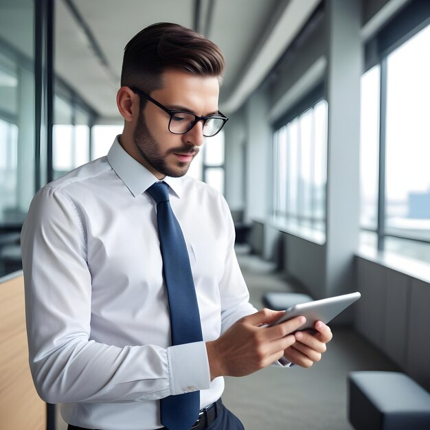 business man using tablet