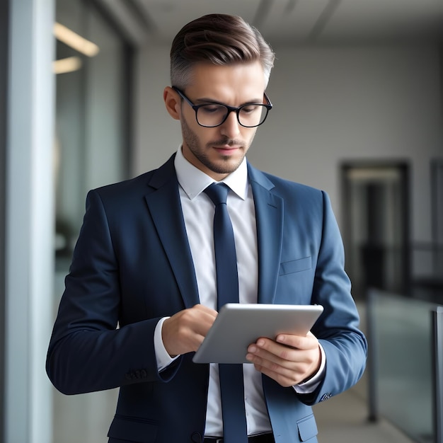 business man using tablet