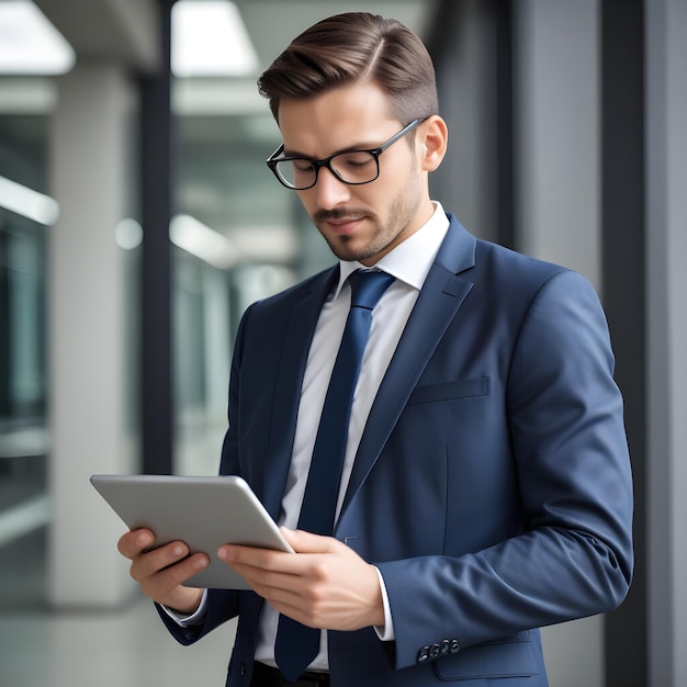 business man using tablet