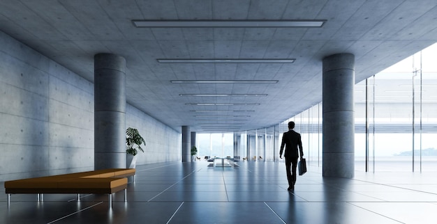 Business man walking in the office corridor