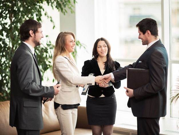 Business meeting handshake business partners. Conference of entrepreneurs.