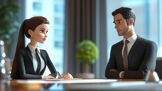 Business Meeting with 3D Couple