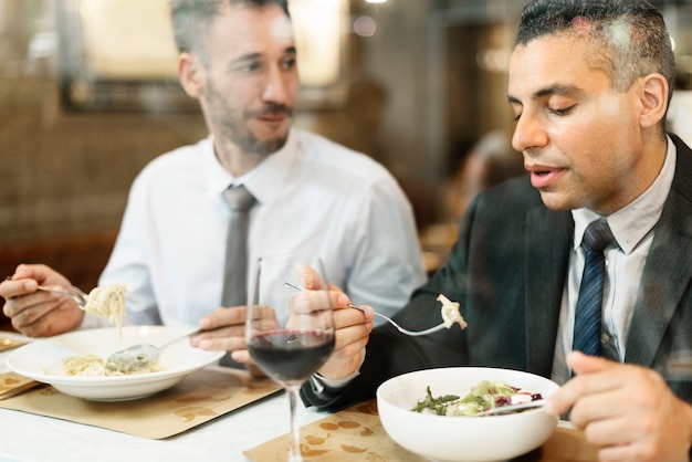 Business Men Having Lunch Restaurant Concept