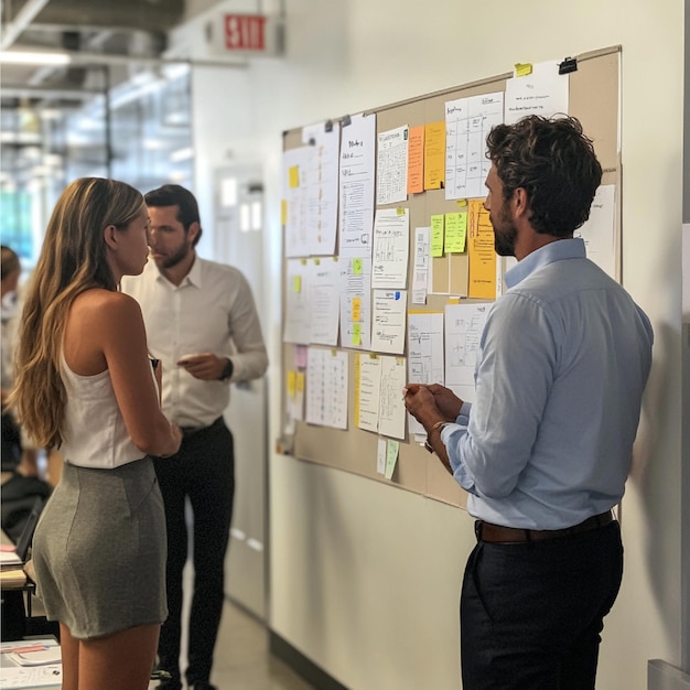 Business model canvas displayed on a wall during a strategy session