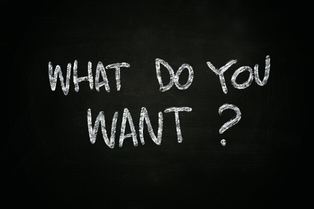 Photo business motivational concept the words what do you want written with chalk on blackboard