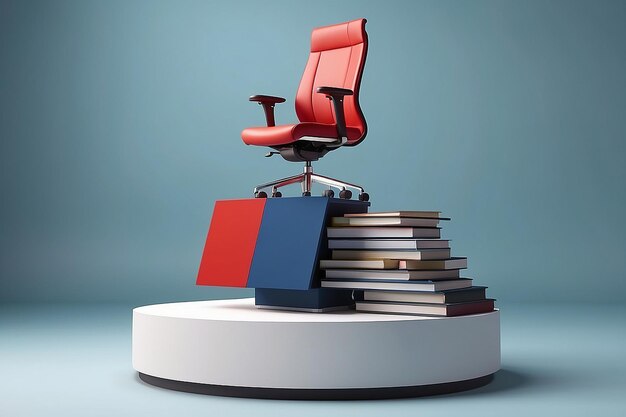 Photo business office chair on top of a podium leadership concept d rendering