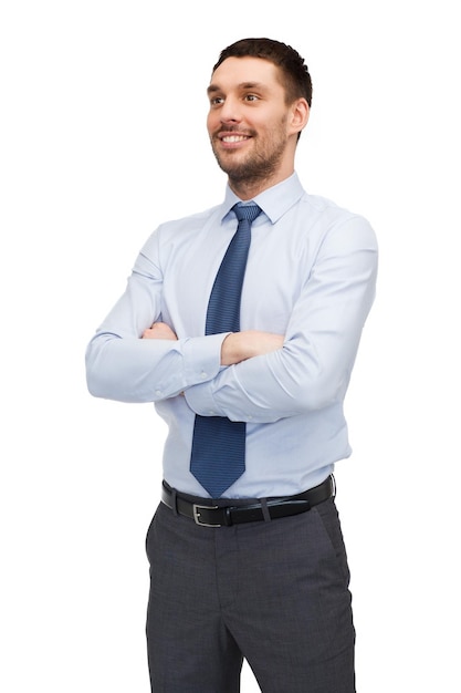 business and office concept - handsome buisnessman with crossed arms